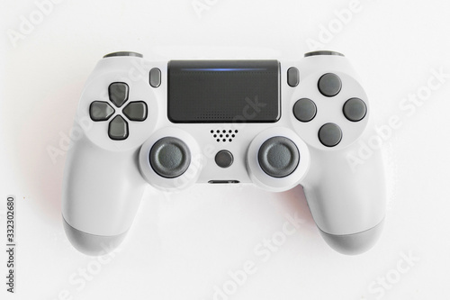 A joystick controller on isolated background, White colored