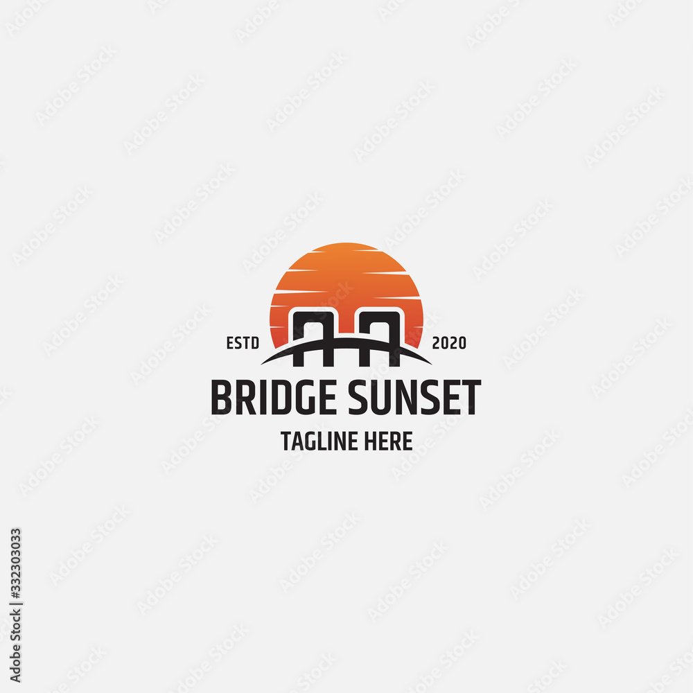 Bridge sunset logo template - vector Bridge sunset logo template - vector