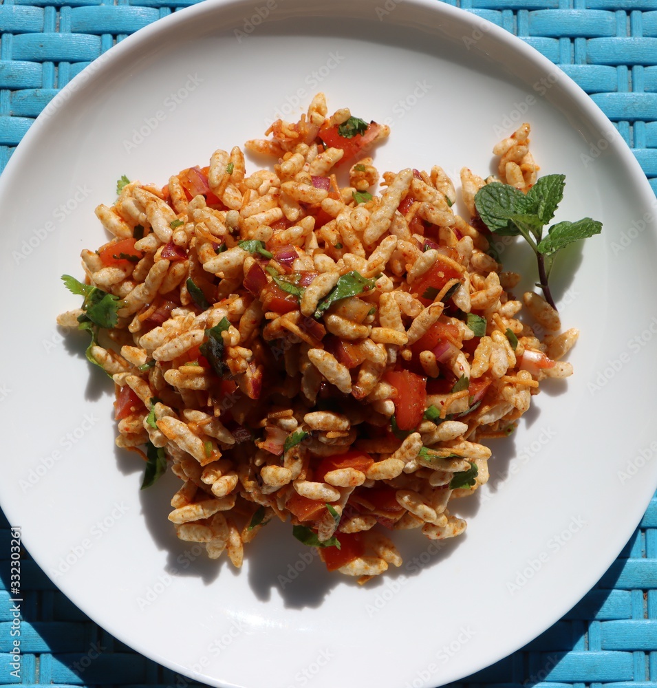 Bhel or Bhel puri chaat, famous street food in India Bhel or Bhel puri chaat, famous street food in India