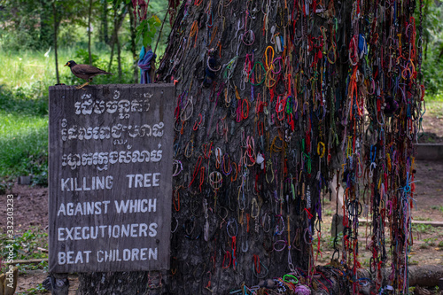 Killing tree S21 Cambodia Khmer empire sign