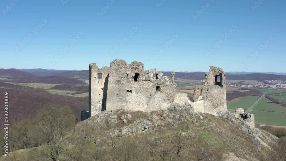 Aerial view of castle in Brekov village in Slovakia Aerial view of castle in Brekov village in Slovakia