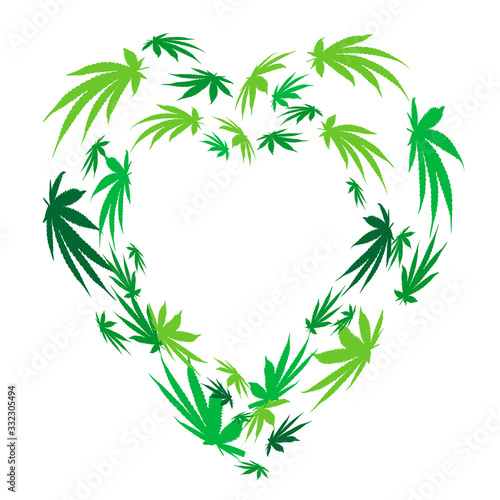 heart made of hemp leaves