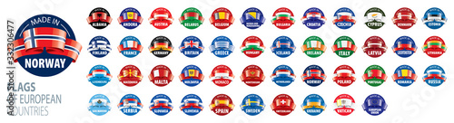 Set of flags of Europe. Vector illustration