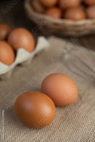 Eggs on the floor of hemp sacks