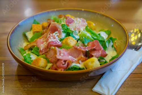 Bacon and ham salad for health
