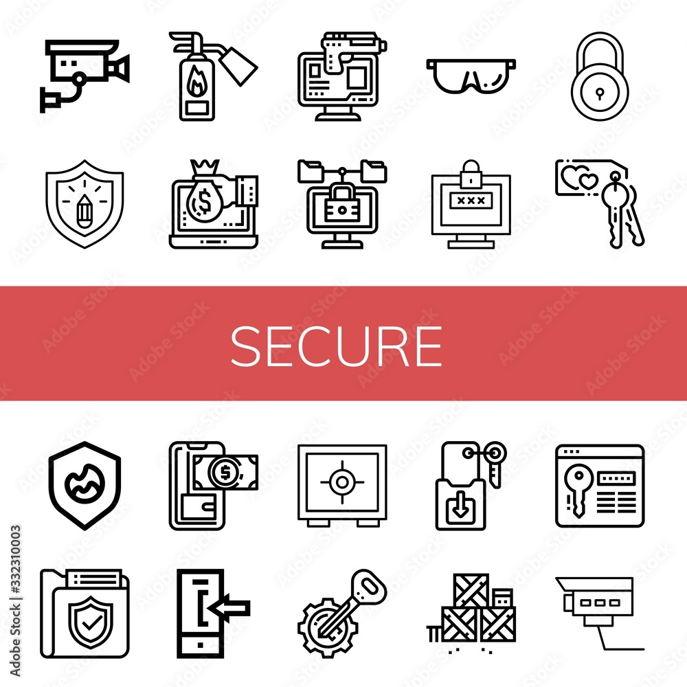 secure simple icons set secure simple icons set