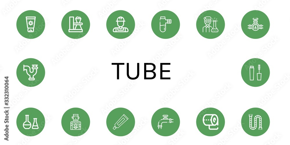tube simple icons set tube simple icons set