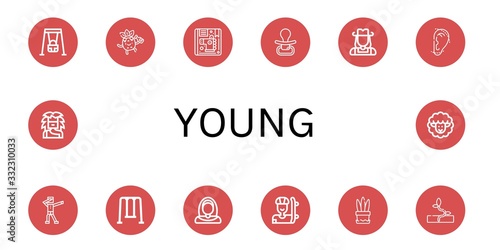 young simple icons set
