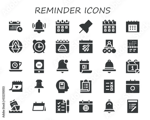 Modern Simple Set of reminder Vector filled Icons