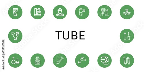 tube simple icons set