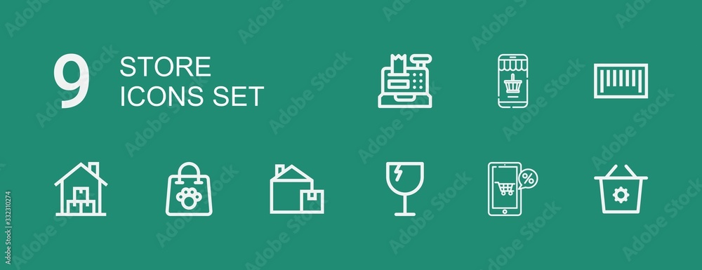 Editable 9 store icons for web and mobile Editable 9 store icons for web and mobile