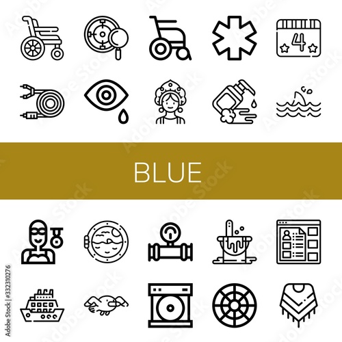 Set of blue icons