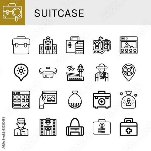 suitcase simple icons set
