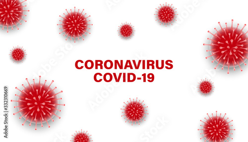 Coronavirus. Virus. COVID-2019. Outbreak coronavirus. Pandemic, medical, healthcare, infectious, virology, epidemiology concept. Corona virus 2019-nCoV. 3D background. Vector illustration.