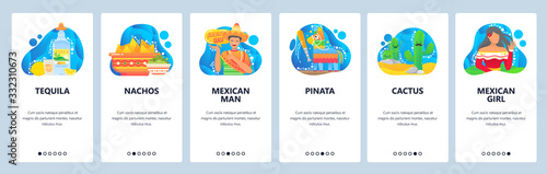 Mexico website and mobile app onboarding screens vector template