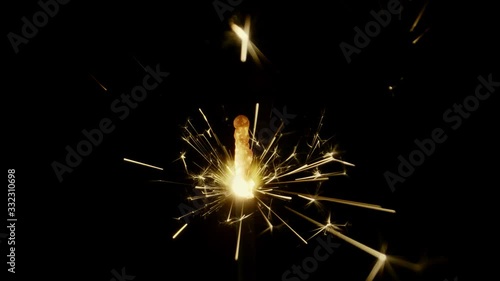 Wallpaper Mural Bengal fire sparkle burning in the dark on black background, 4k super slow motion Torontodigital.ca