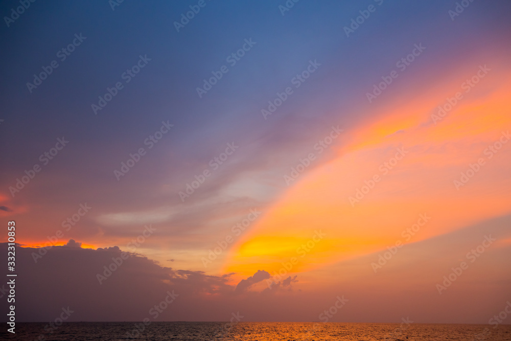 Sky and cloud at the beach in sunset moment