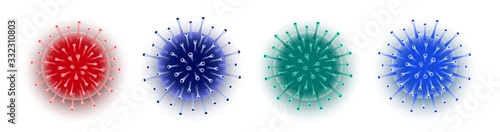 Coronavirus. Virus. COVID-2019. Outbreak coronavirus. Pandemic, medical, healthcare, infectious, virology, epidemiology concept. Corona virus 2019-nCoV. 3D background. Vector illustration.