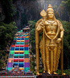 Batu Caves, Kuala Lumpur : New look with colorful stair at Murugan Temple Batu Caves become a new attraction for tourism in Malaysia