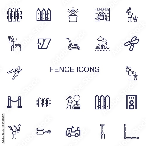 Editable 22 fence icons for web and mobile