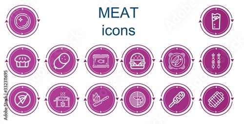 Editable 14 meat icons for web and mobile