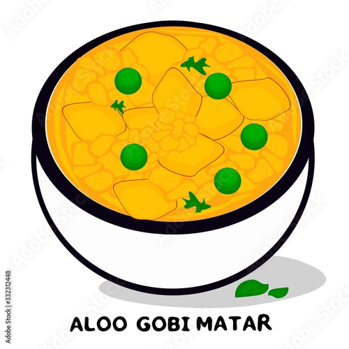 Aloo gobi matar indian Punjabi food Vector