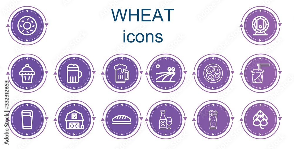 Editable 14 wheat icons for web and mobile Editable 14 wheat icons for web and mobile