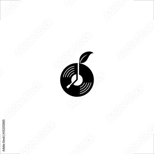 vynil disc logo fruit leaf design