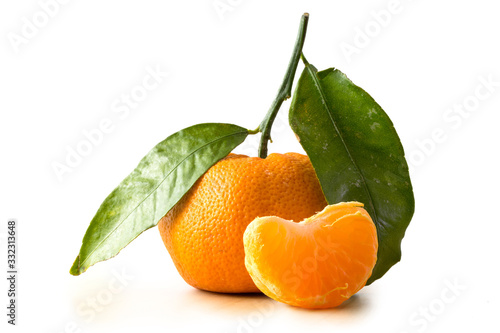 mandarin with leafs