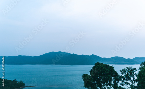 Clear blue tropical ocean with exotic islands