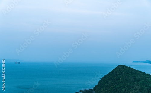 Clear blue tropical ocean with exotic islands