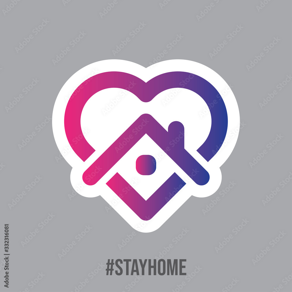 Stay at home symbol. Heart and house vector icon. Stayhome campaign for pandemic coronavirus outbreak prevention. Stay at home symbol. Heart and house vector icon. Stayhome campaign for pandemic coronavirus outbreak prevention.