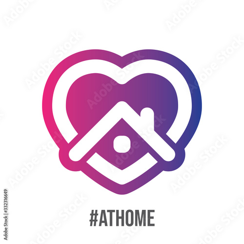 Stay at home symbol. Heart and house vector icon. Stayhome campaign for pandemic coronavirus outbreak prevention.