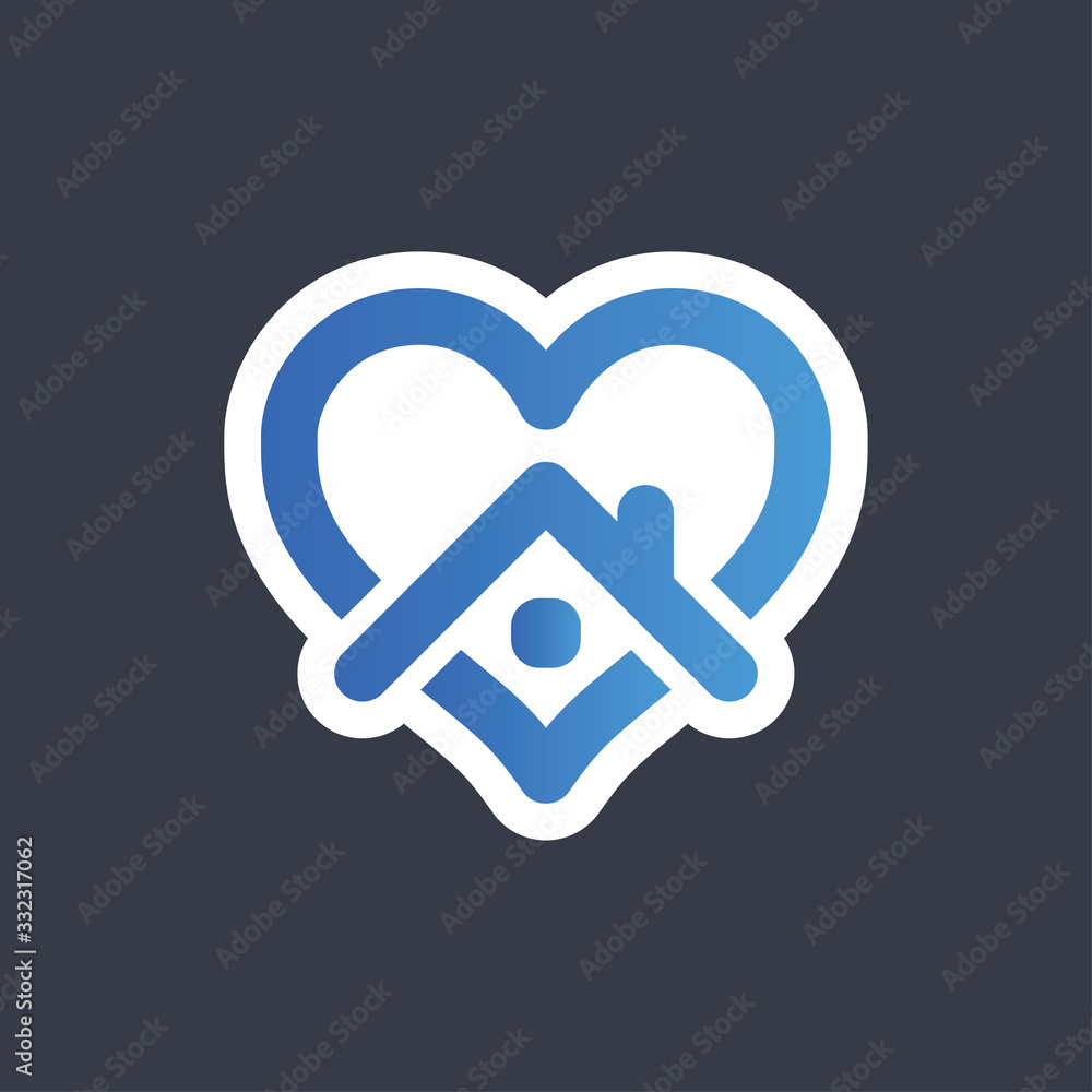 Stay at home symbol. Heart and house vector icon. Stayhome campaign for pandemic coronavirus outbreak prevention. Stay at home symbol. Heart and house vector icon. Stayhome campaign for pandemic coronavirus outbreak prevention.