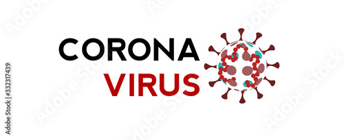 Illustration with text of corona virus. Image simple style. Vector.