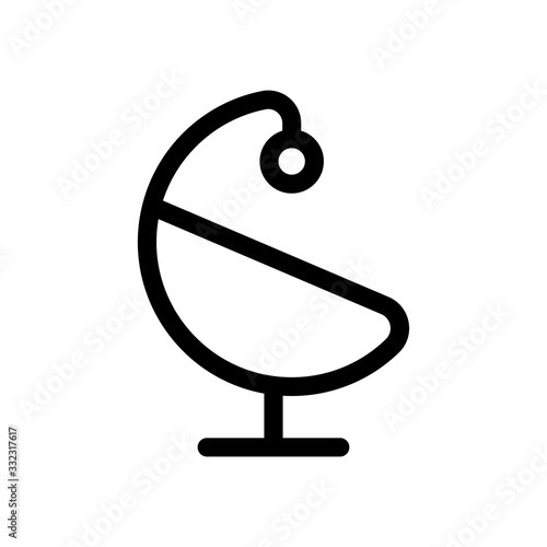 Electronic swing for baby icon. Line art logo of toddler rocker. Black simple illustration for infant goods. Contour isolated vector image on white background