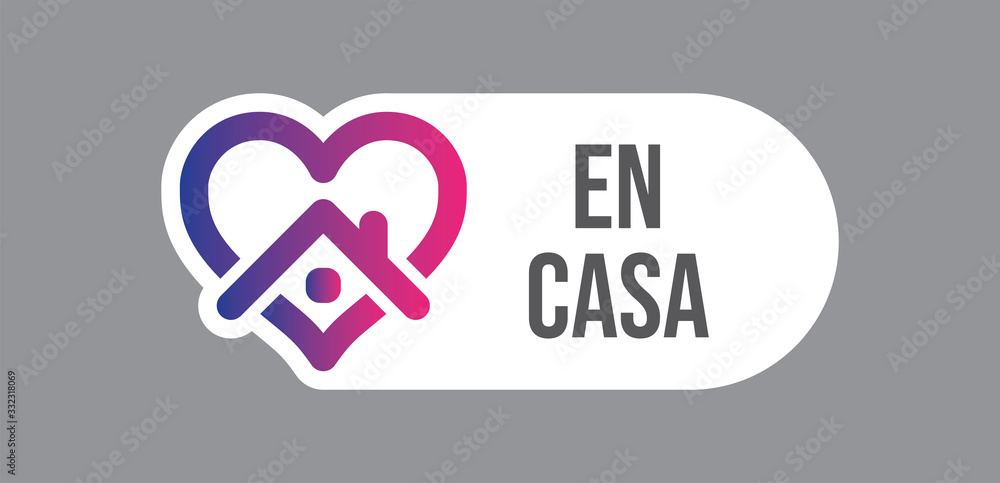 Stay at home icon and message in spanish language. Heart and house pictogram for social media in quarantine times for coronavirus pandemic outbreak. Stay at home icon and message in spanish language. Heart and house pictogram for social media in quarantine times for coronavirus pandemic outbreak.
