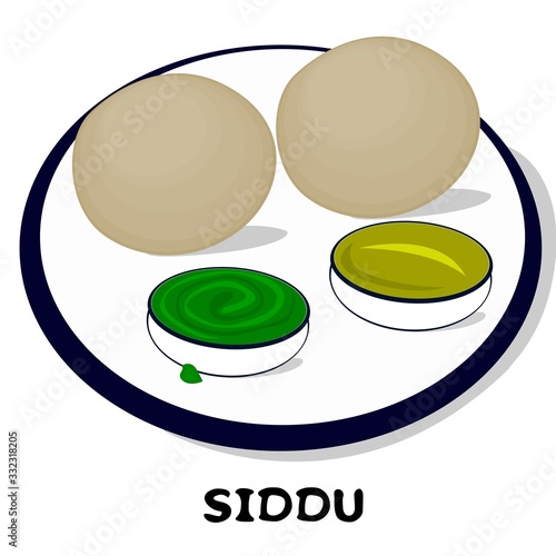 Siddu Himachal pradesh Food Vector