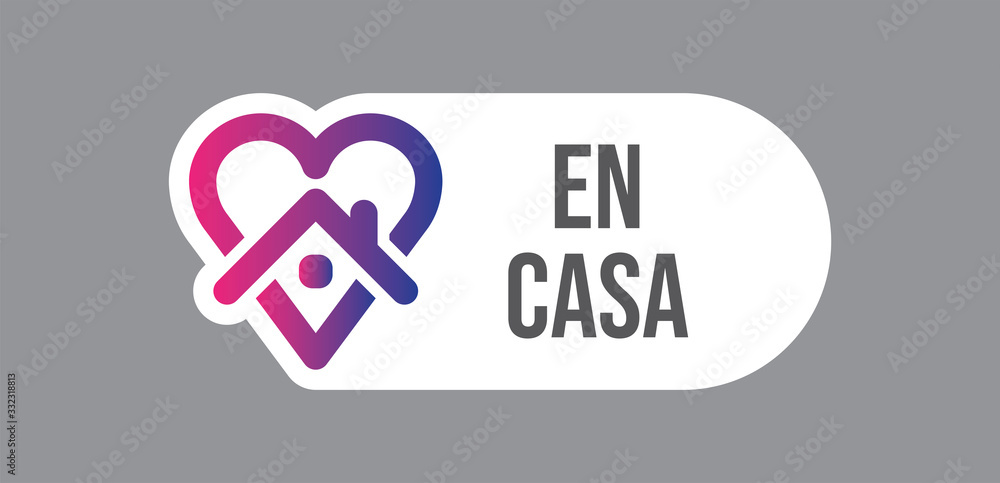Stay at home icon and message in spanish language. Heart and house pictogram for social media in quarantine times for coronavirus pandemic outbreak. Stay at home icon and message in spanish language. Heart and house pictogram for social media in quarantine times for coronavirus pandemic outbreak.