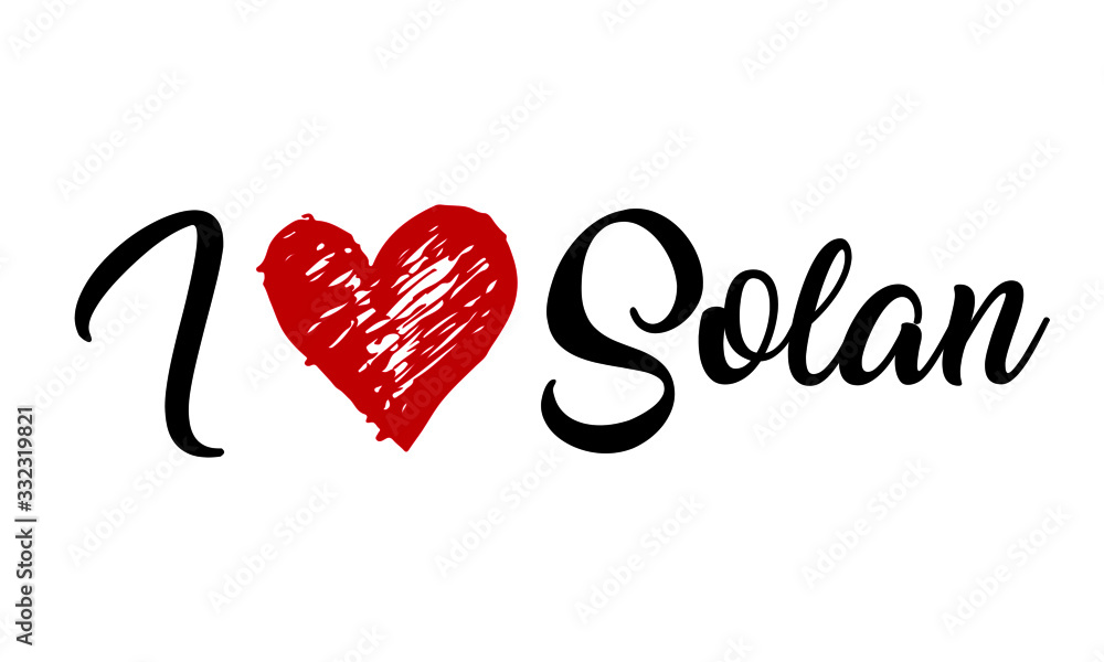 I Love Solan red heart and Creative Cursive Typographic Template.