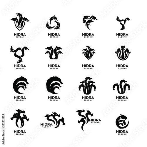 collection of hydra logo black icon design vector illustration photo