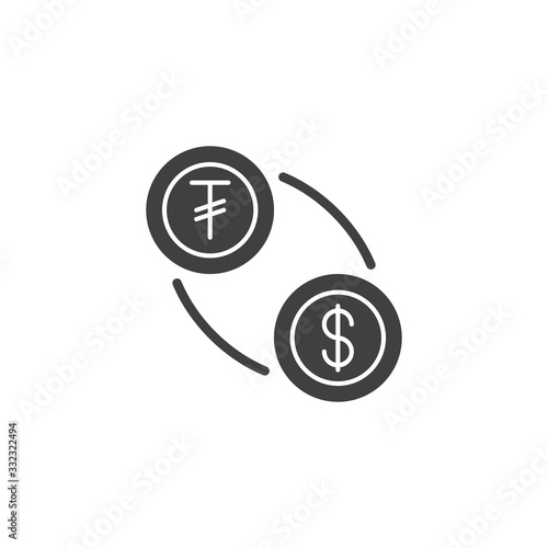 Tugrik and dollar exchange vector icon. filled flat sign for mobile concept and web design. US dollar with Mongolian tugrik currency glyph icon. Symbol, logo illustration. Vector graphics photo