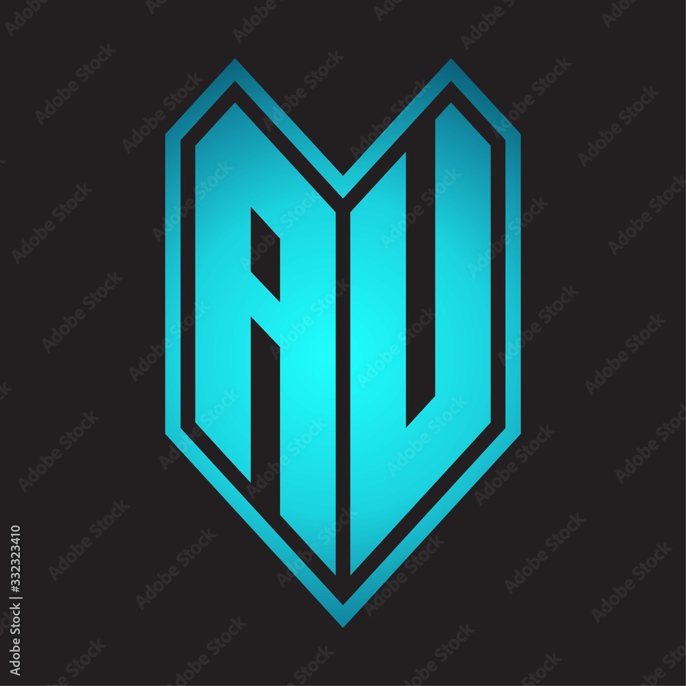 AU Logo monogram with emblem line style isolated on blue gradient colors AU Logo monogram with emblem line style isolated on blue gradient colors