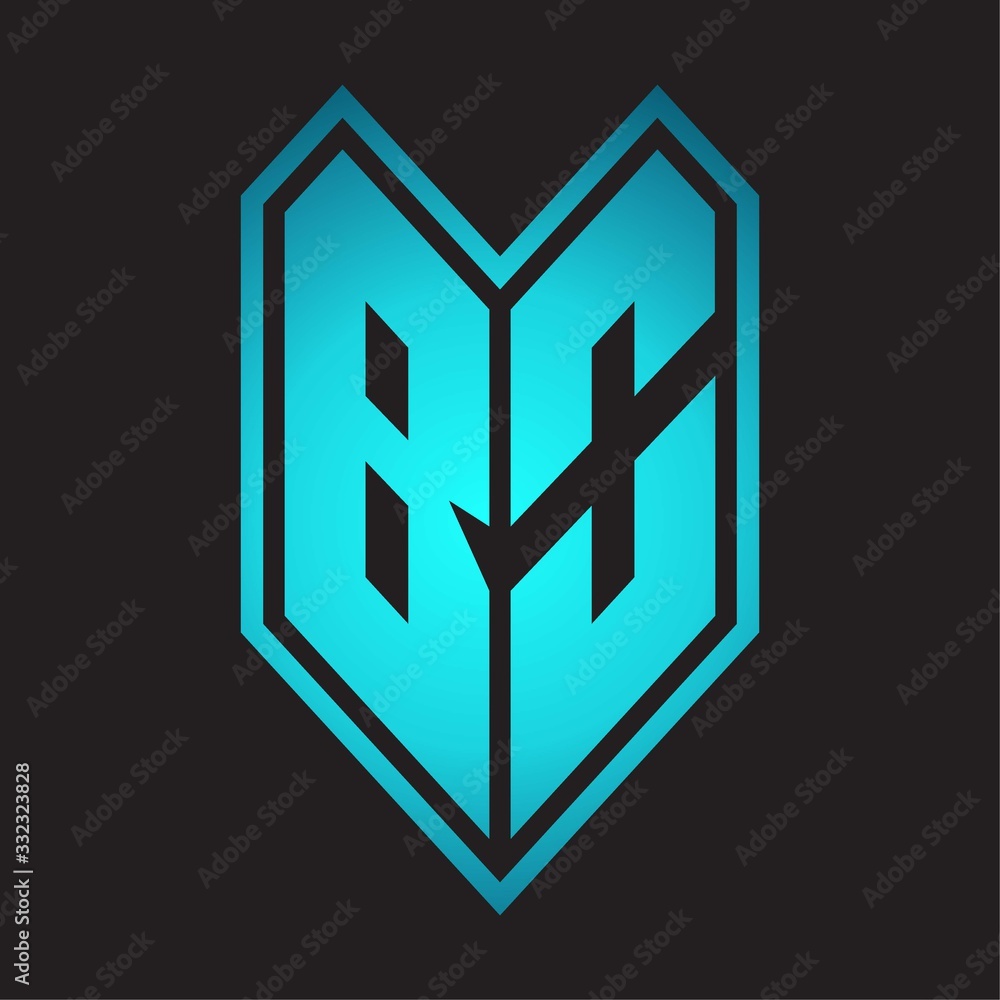BO Logo monogram with emblem line style isolated on blue gradient colors BO Logo monogram with emblem line style isolated on blue gradient colors