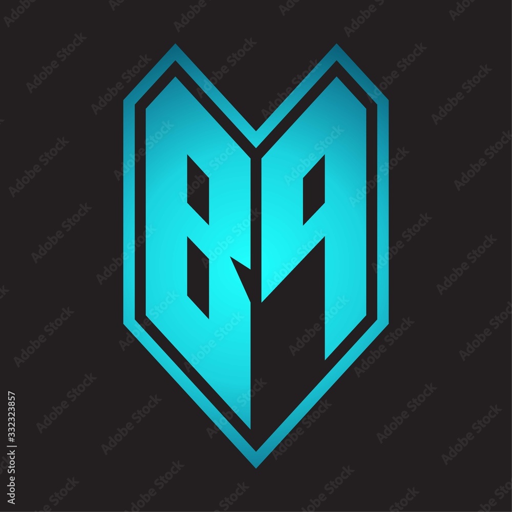 BP Logo monogram with emblem line style isolated on blue gradient colors BP Logo monogram with emblem line style isolated on blue gradient colors