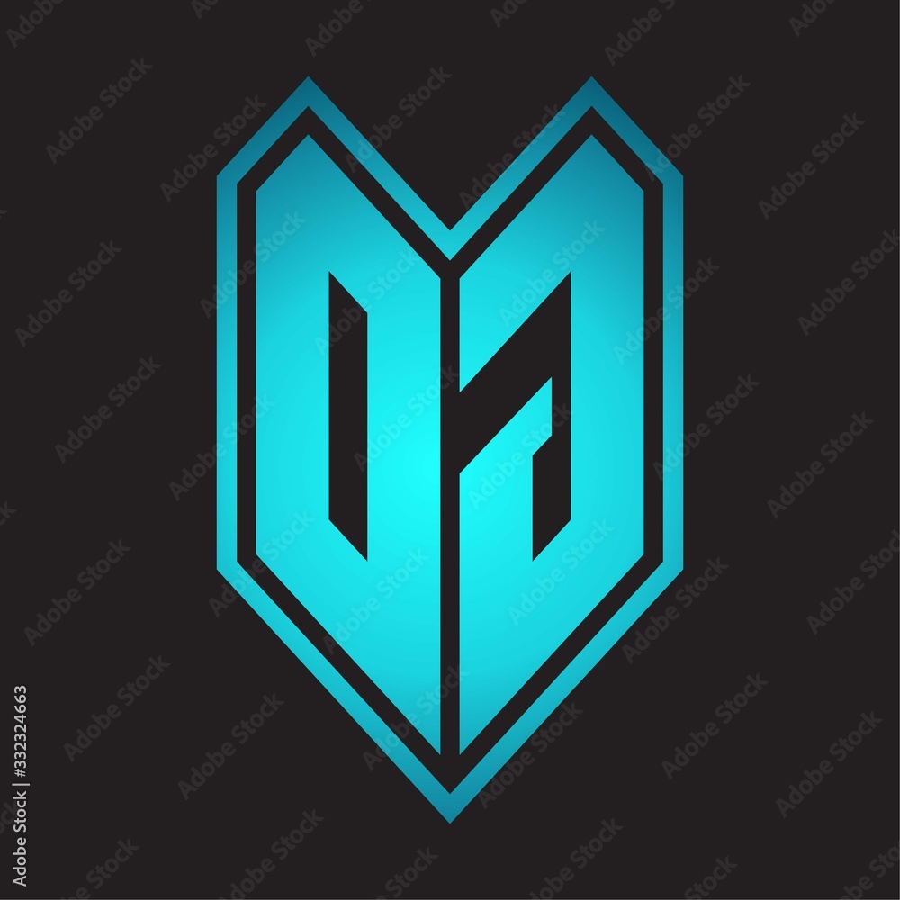 DG Logo monogram with emblem line style isolated on blue gradient colors DG Logo monogram with emblem line style isolated on blue gradient colors