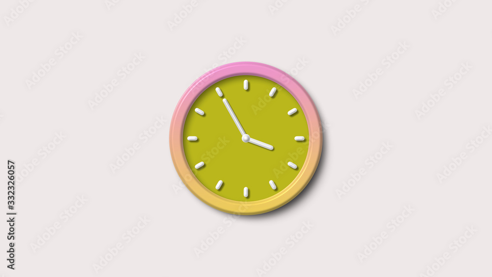 Amazing yellow color 3d wall clock,white background 3d wall clock Amazing yellow color 3d wall clock,white background 3d wall clock
