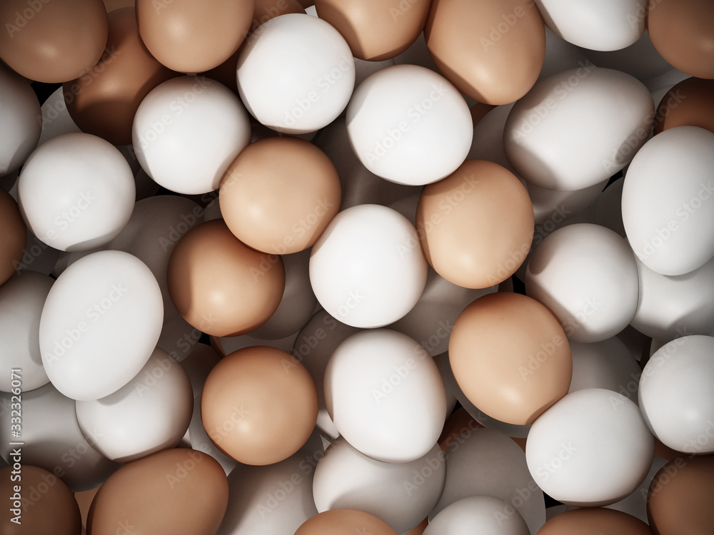 White and yellow eggs background. 3D illustration White and yellow eggs background. 3D illustration