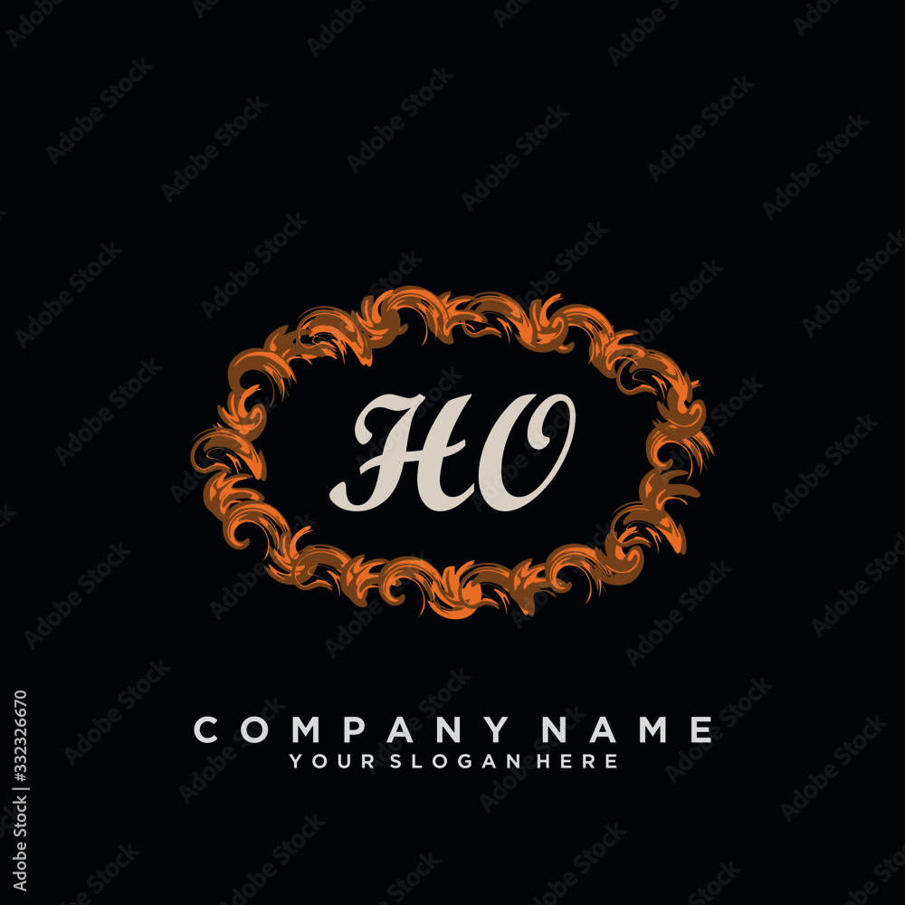 Initial Letter HO Logo With circle Template Vector	
