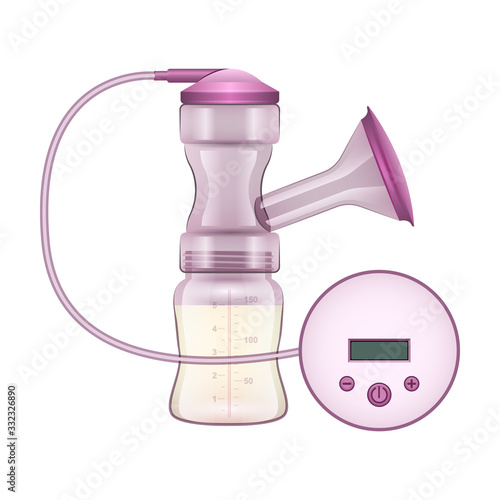 Breast pump vector icon.Realistic vector icon isolated on white background breast pump .